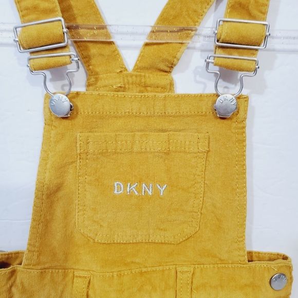 DKNY Toddler girl size 6x mustard overall dress - Picture 4 of 9